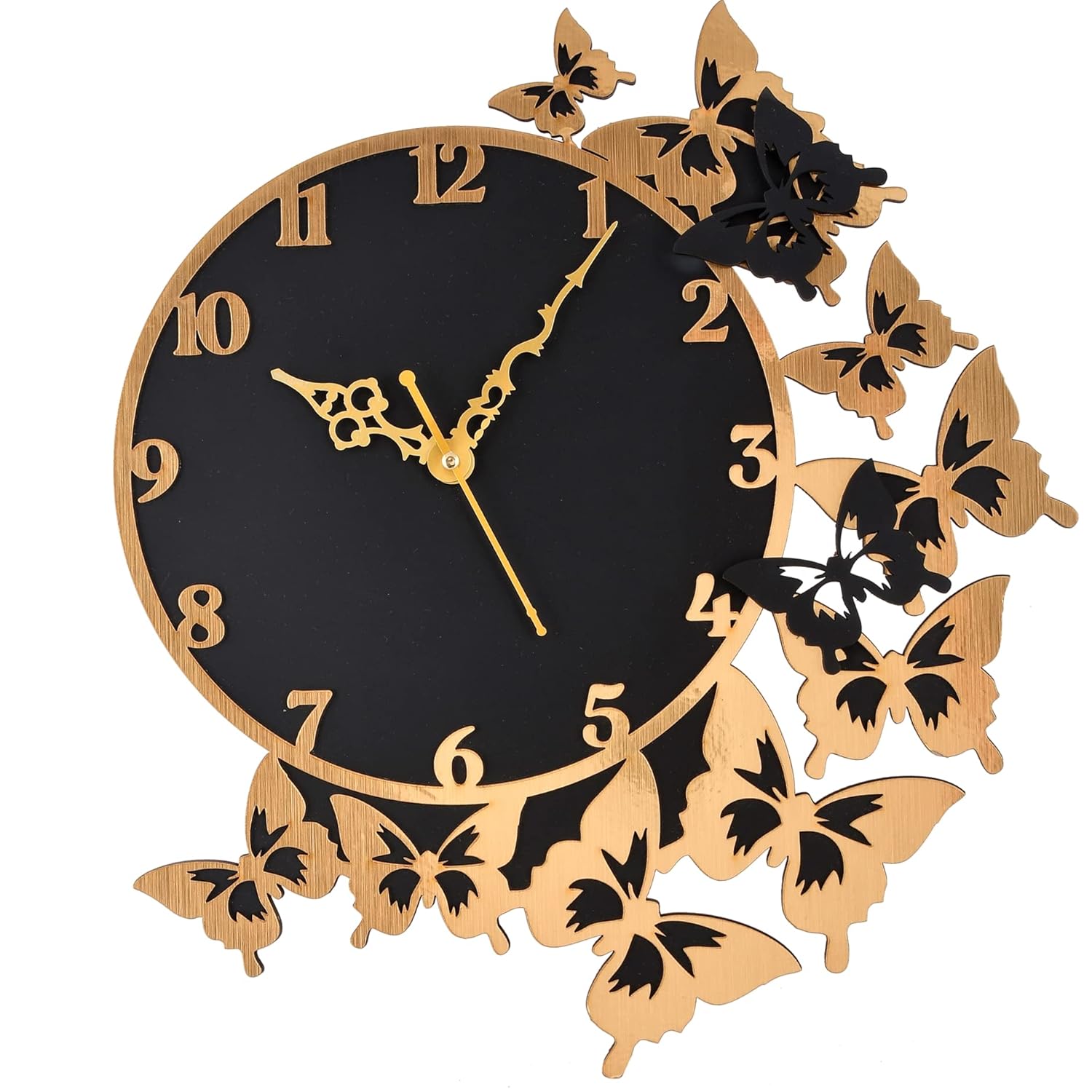 15 Inch Silent Non-Ticking Wooden Wall Analog Clock for Home Stylish Wall Analog Clock for Home Living Room Bedroom Office Hall (Gold)