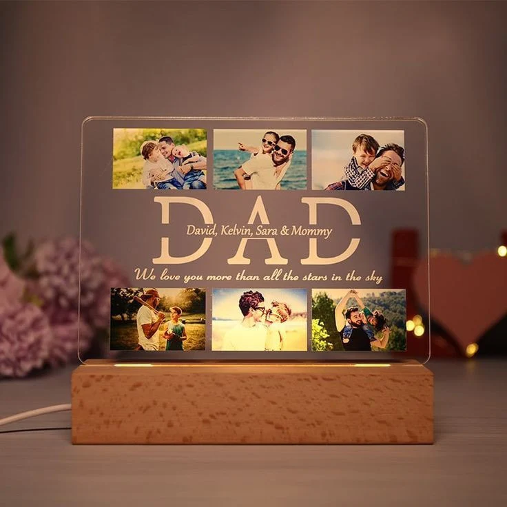 Personalized Family Photo Acrylic LED Frame with White Light